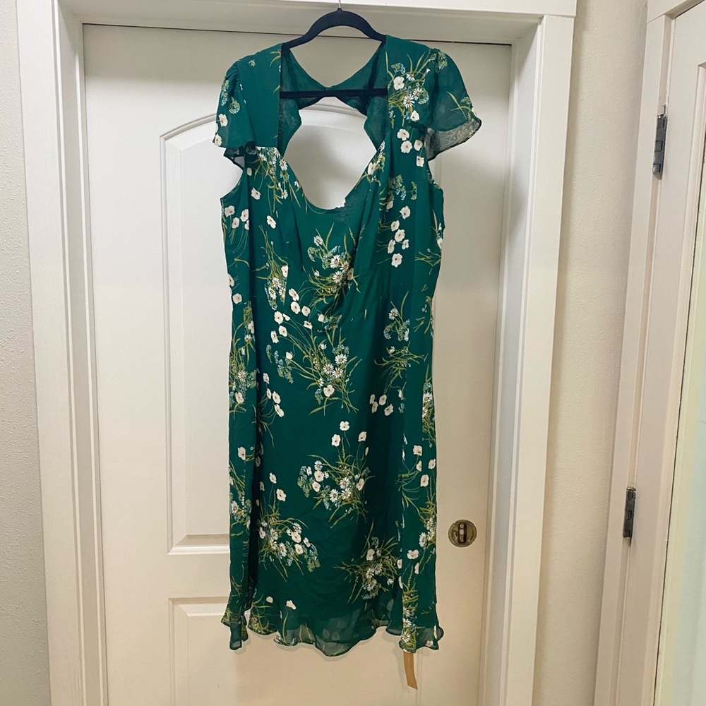 Reformation Green Floral Midi Dress
